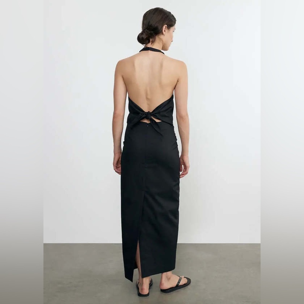 Enza Costa poplin halter dress in black - Picture 2 of 6